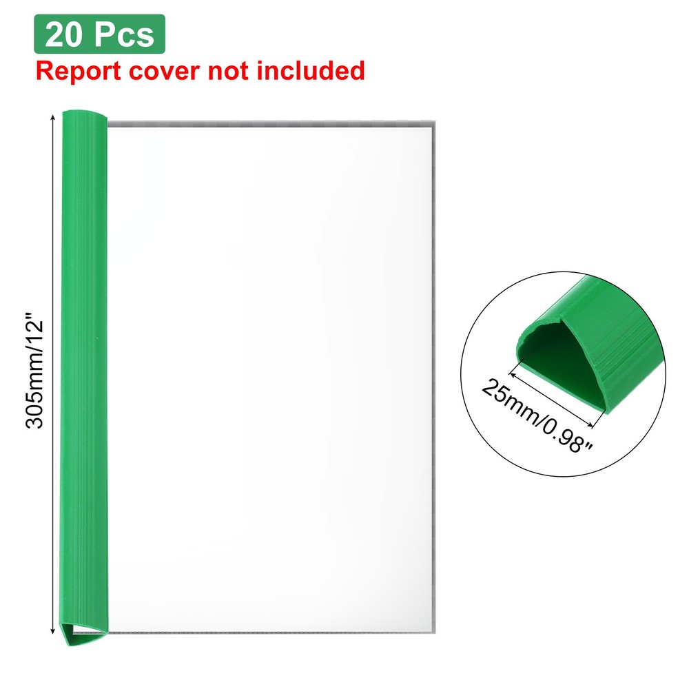 20Pcs Binding Bars, 25mm Binding Bars Slide Grip, Green