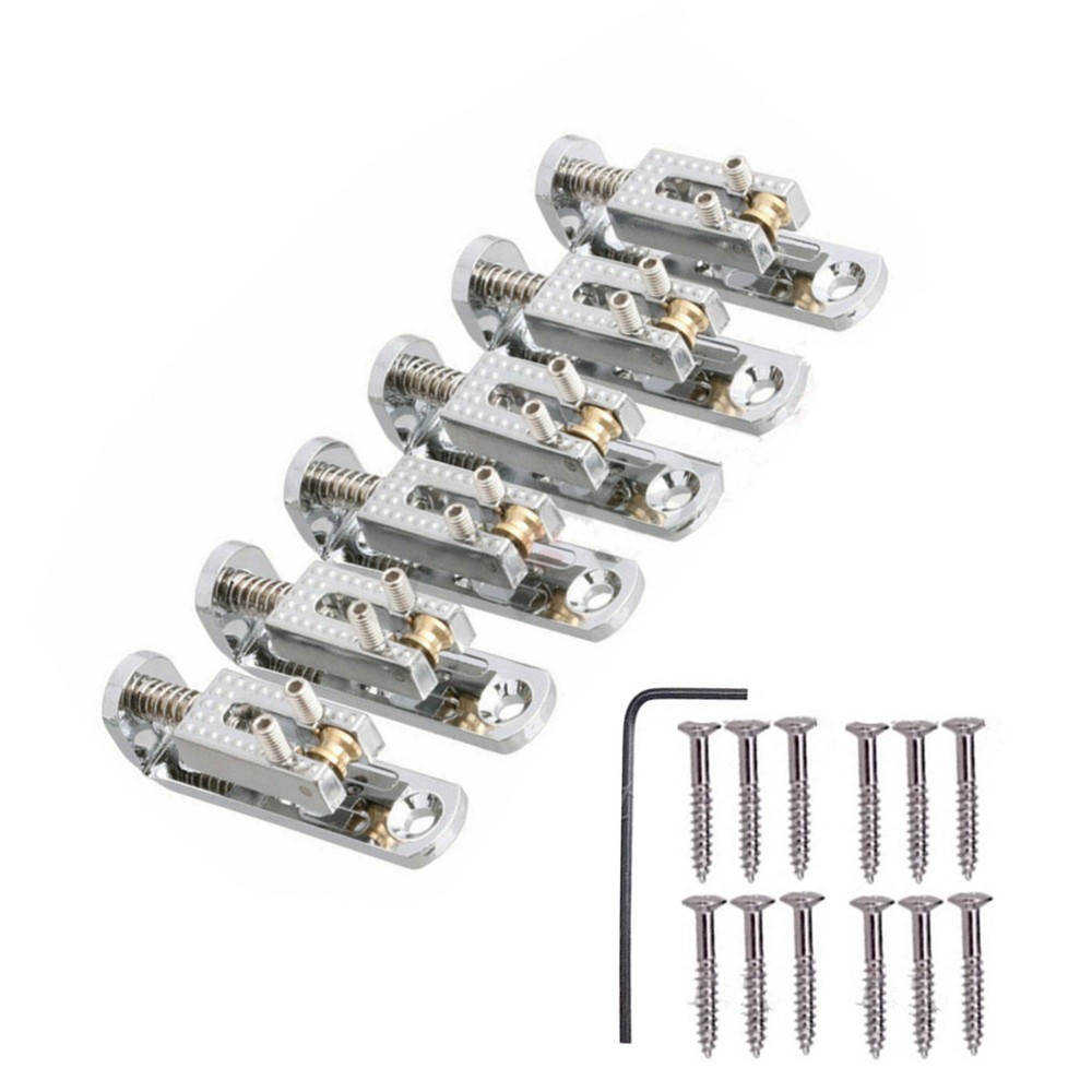 6pcs Single String Roller Saddle Guitar Bridge for cigar box banjo Silver A
