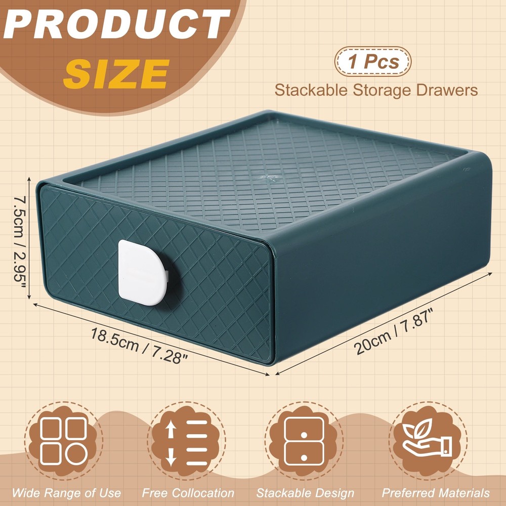 Stackable Storage Drawers for Desktop for Bathroom, Blue Single Layer