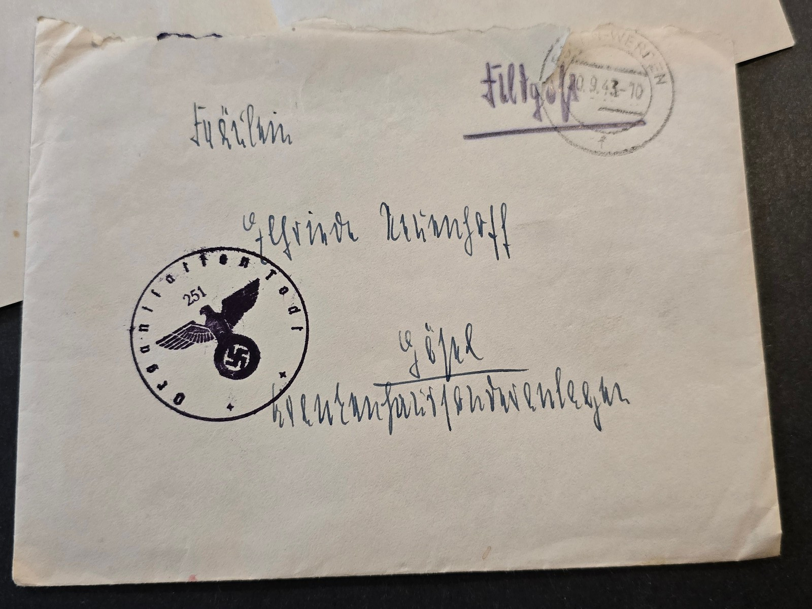 WWII Third Reich German Feldpost Mailed Red Cross Military Doctors Letter