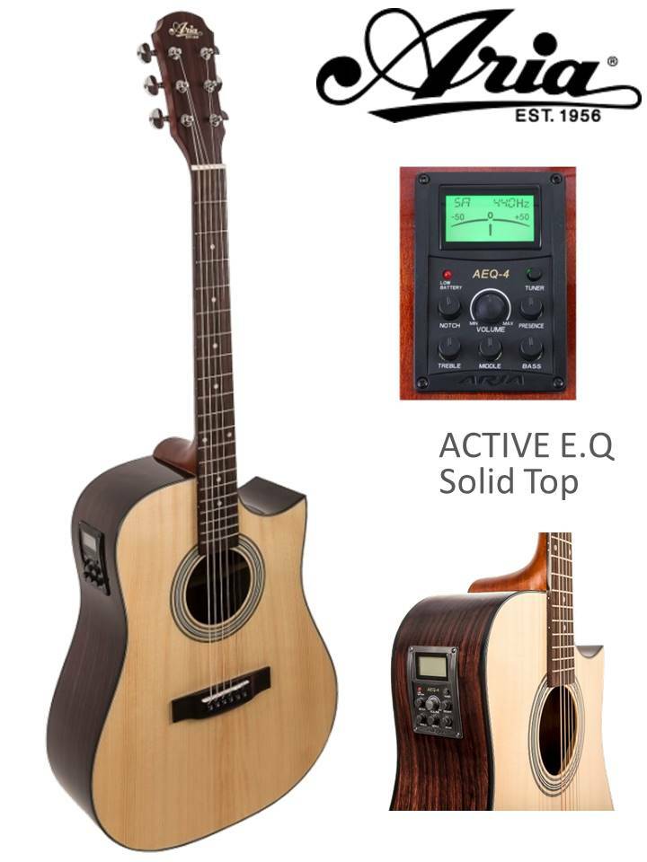 Aria Guitar Solid Sitka Spruce Top/ EQ AEQ4