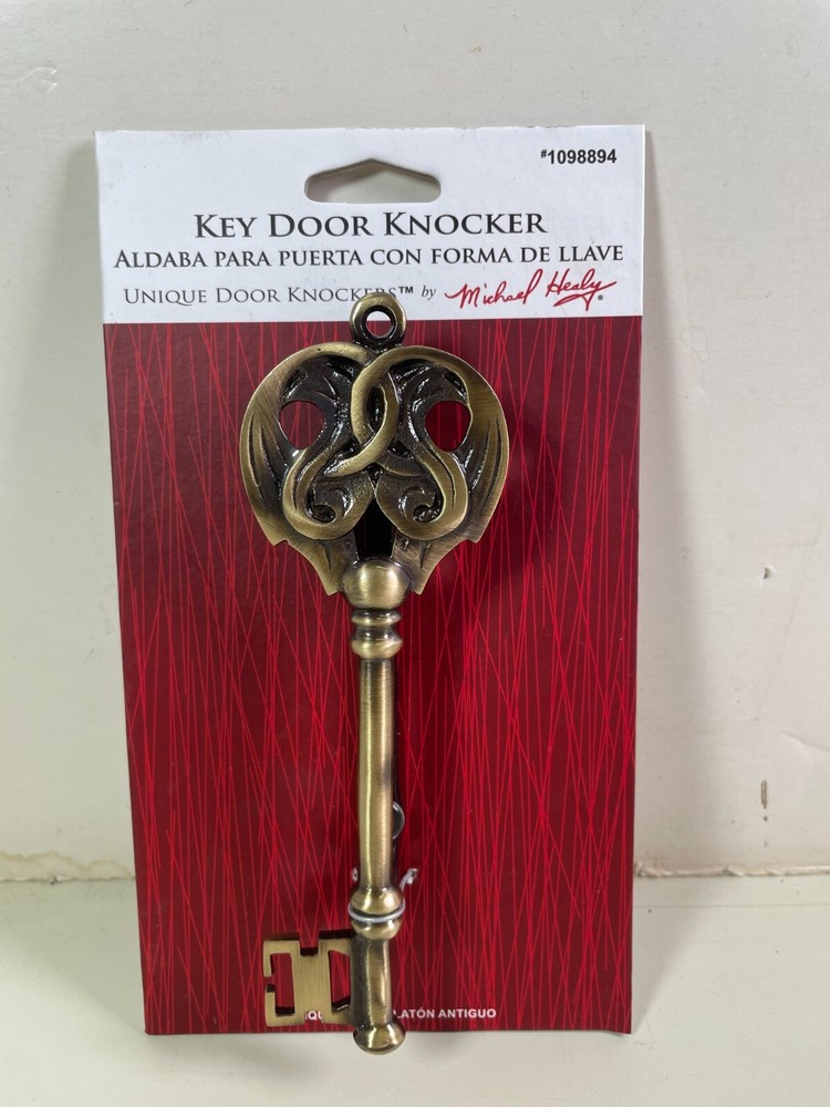 Michael Healy SKELETON KEY Door Knocker Solid Antique Brass Key Door Knocker