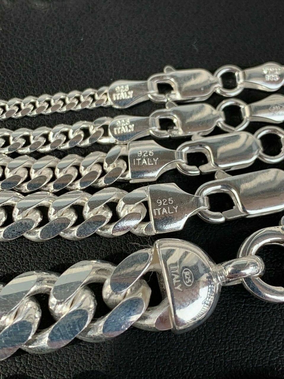 Mens Real Solid 925 Sterling Silver Miami Cuban Chain 2-12mm Heavy Link Necklace
