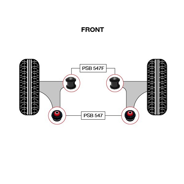 4x Honda Ridgeline (06-14) PSB Poly Complete Front Arm Bushing Kit
