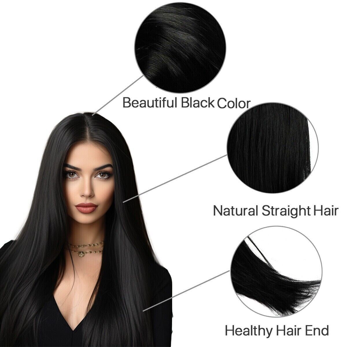 Long Straight Black Wig Synthetic Natural Long Black Full Wigs for Women 26in US