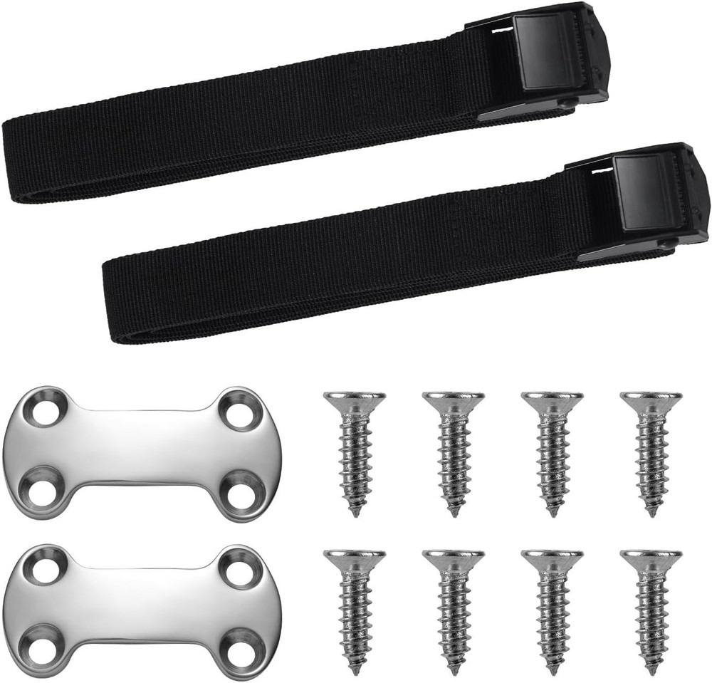 Cooler Tie Down Kit, Straps for Fixed Coolers to Medium, black,silver