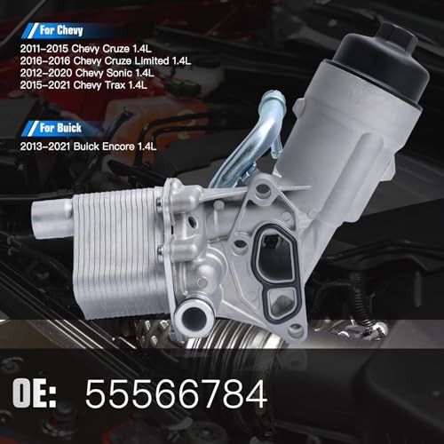 Engine Oil Cooler Filter Housing Assembly Adapter with Gasket, Filter Insert,