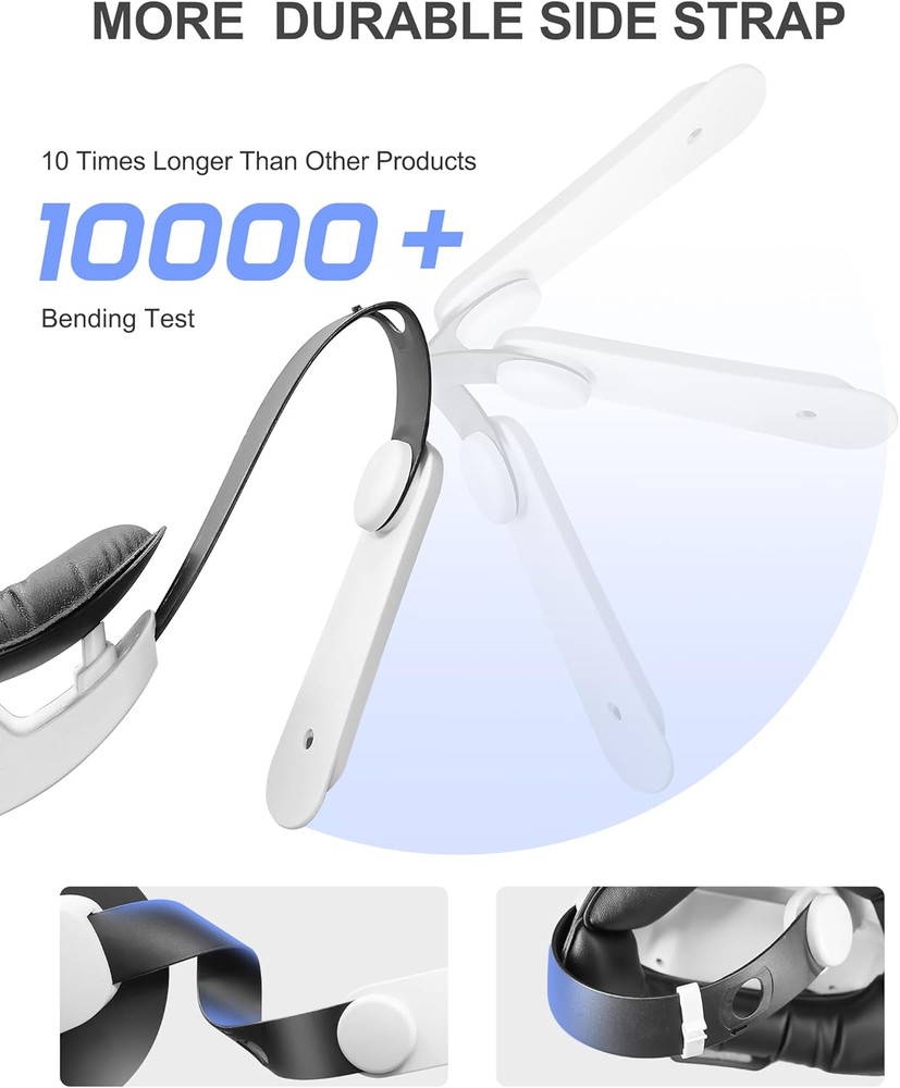 for Meta Quest 3S/Quest 2/Quest 3 Head Strap, Double Knobs Adjustable Elite Stra