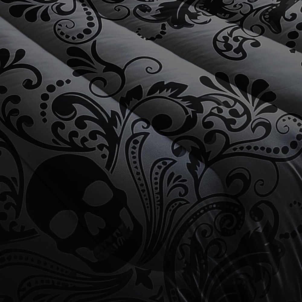 Skull Bedding Set Queen Size,Goth Bedding Sets Queen with Comforter,Skull Comfor