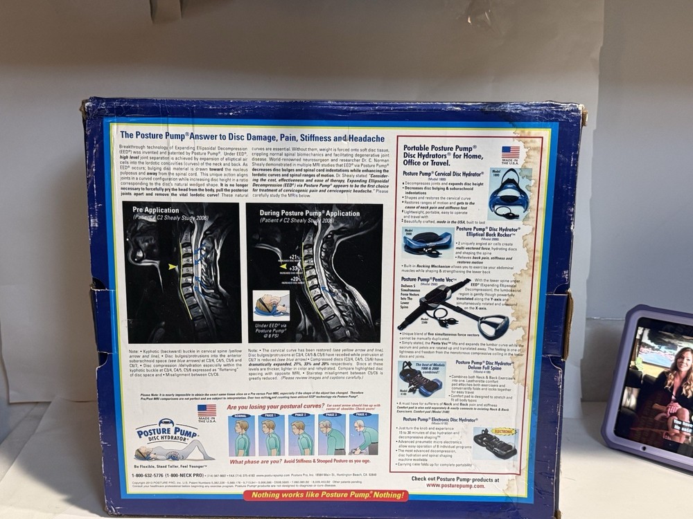 Posture Pump Dual Disc Hydrator Model 1000 Cervical Hydrator w/ Box
