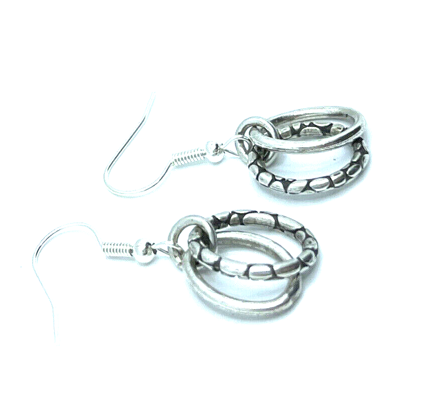 Brighton PEBBLE & Silver Oblong Hoops Custom Earrings