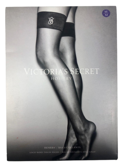 VICTORIA'S SECRET LOGO BAND RHINESTONE THIGH HIGH HOISERY STOCKINGS XS S M L XL