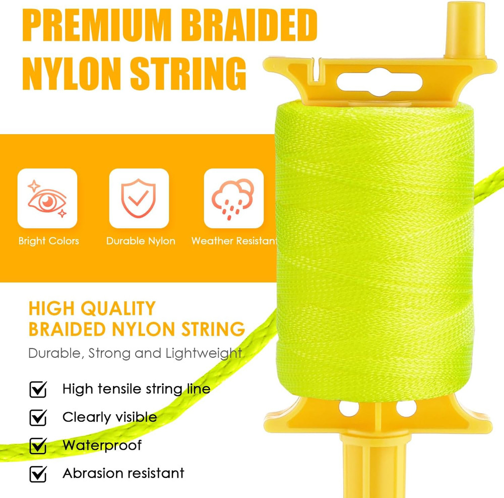 Mason Line String with Handle, #18 500 Feet Braided Nylon Construction String...
