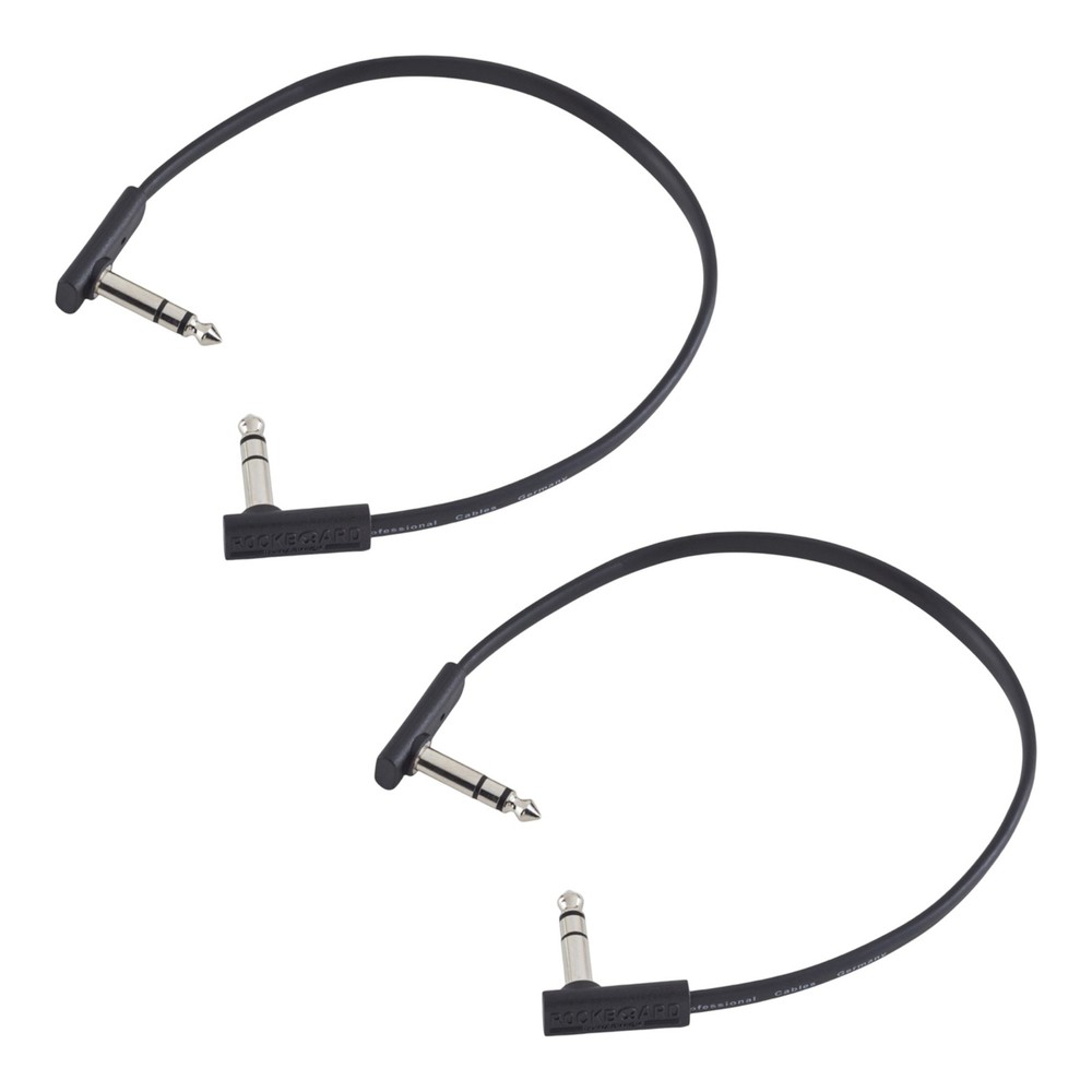 Rockboard Flat Patch TRS Cable, 30 cm 12", Black 2-PACK