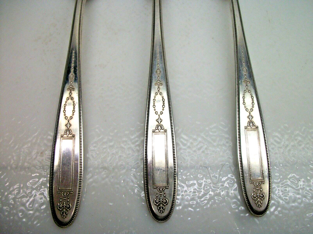 3 Oneida Community Silver GROSVENOR Silverplate Solid Serving Spoons 1921