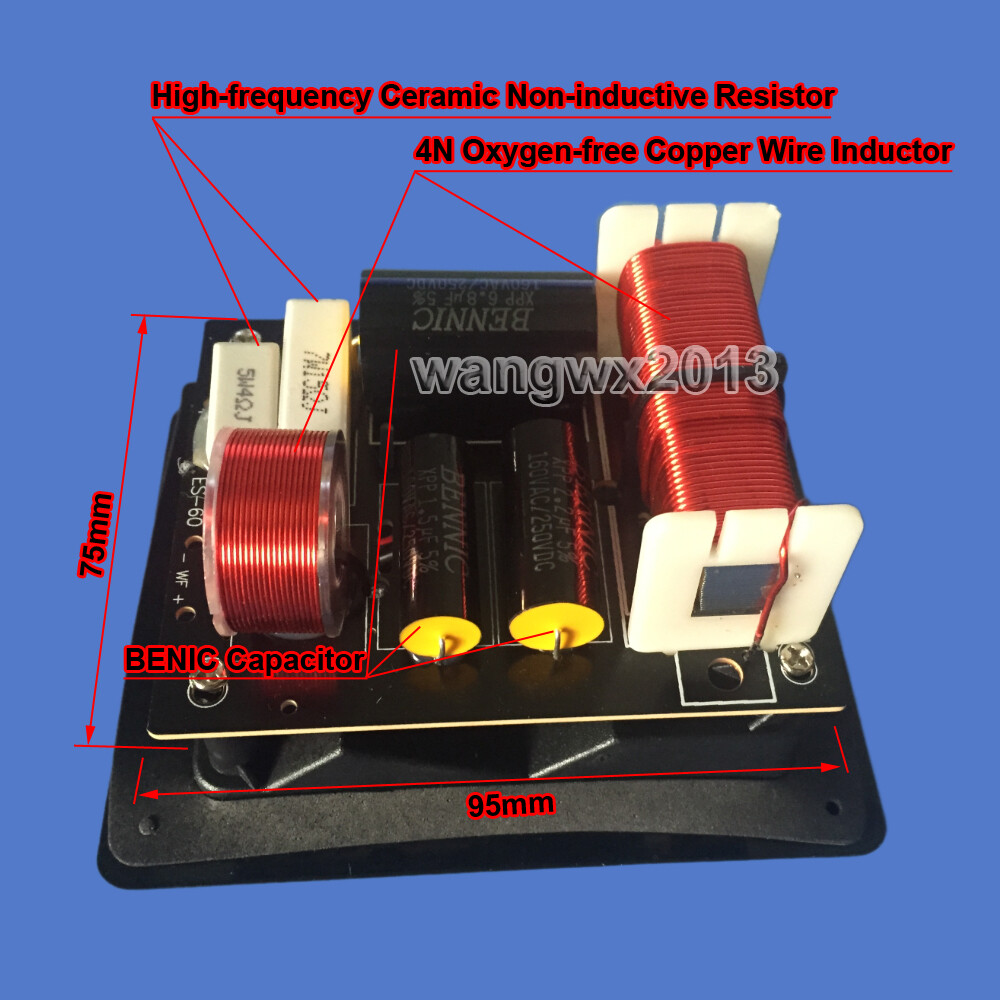 2pcs 260W High-Low Speaker Frequency Divider Crossover Filters with Junction Box