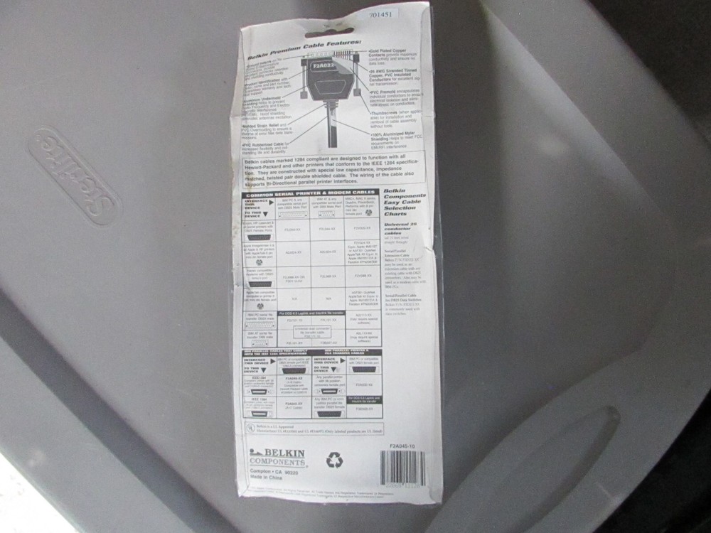 Belkin Components F2A045-10 IBM Parallel Printer Cable 10' New