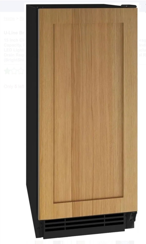 U-Line UHBV115-IS01A Black One-Section Solid Door Refrigerator