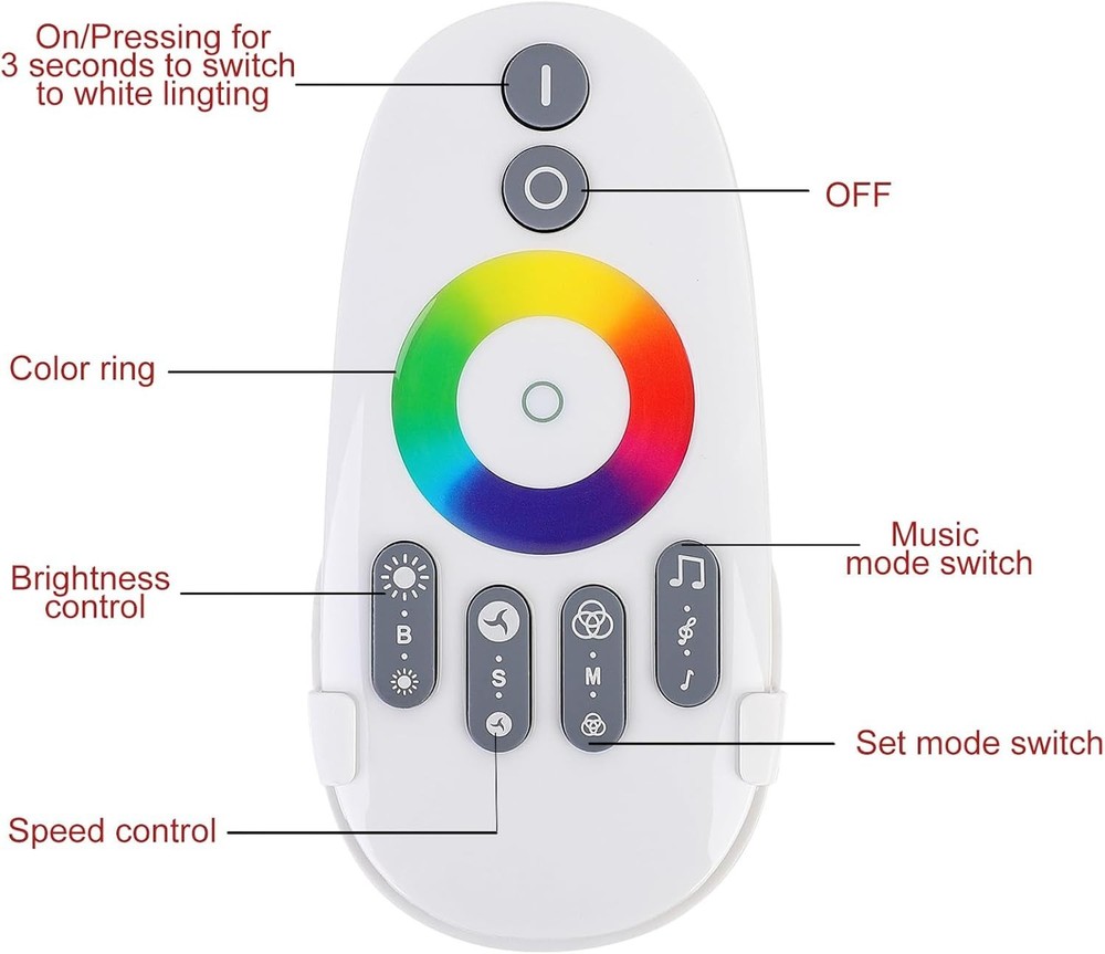 RGB LED Strip Controller with RF Remote Music Sync 15 Modes Touch Controller