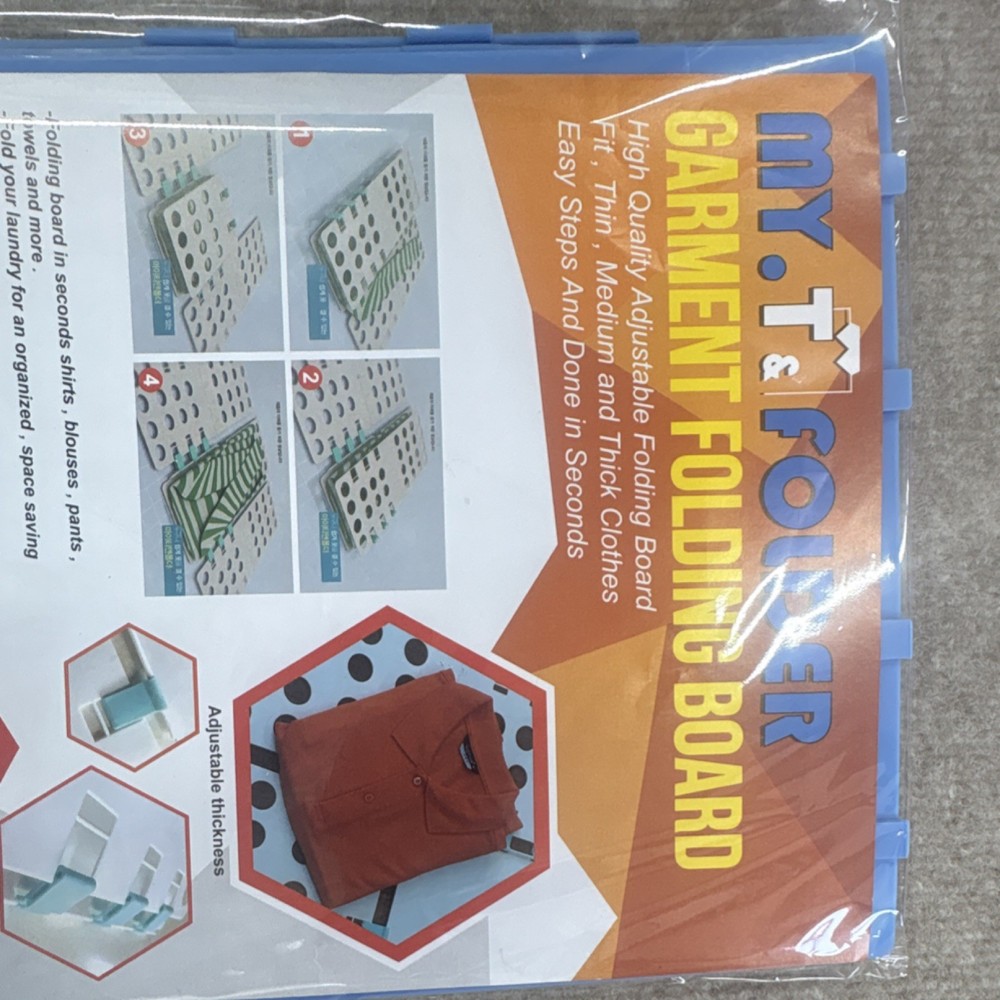 MY. T FOLDER Adjustable Plastic Garment Folding Board Blue Clothes Organizer