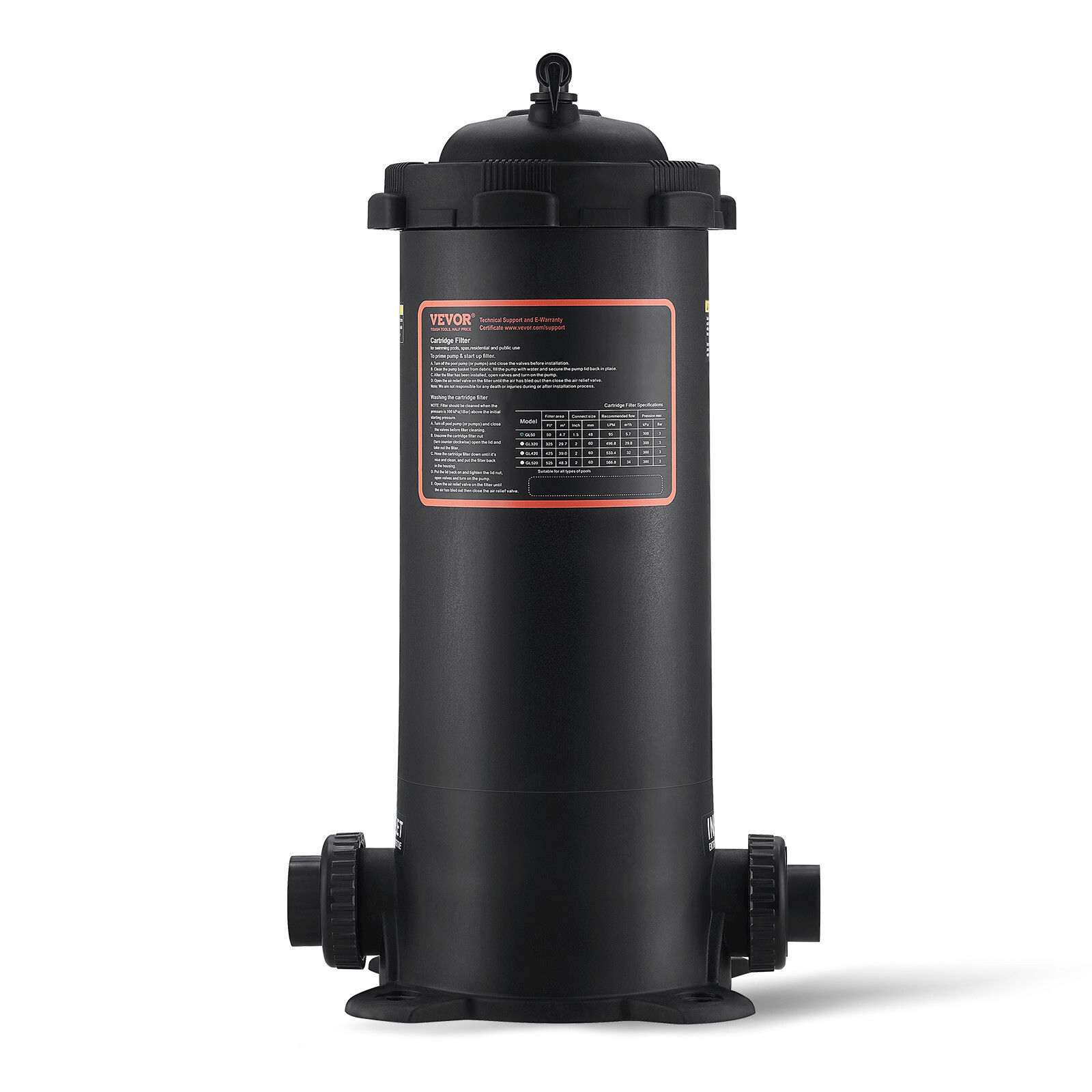 VEVOR Pool Cartridge Filter In/Above Ground Swimming Pool Filtration 50Sq.Ft