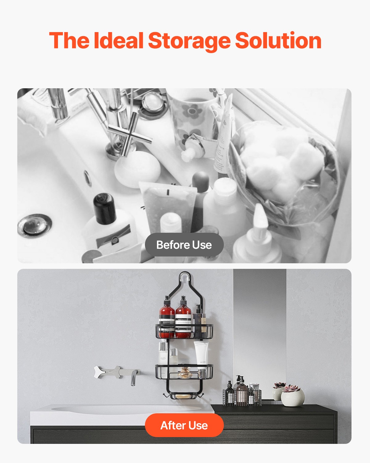 VEVOR Shower Caddy 3-Tier Hanging Bathroom Shower Storage Organization Shelves