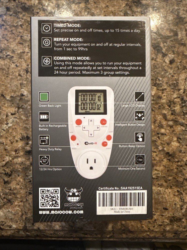 Mojo Cow Digital Time-R Hydroponic Grow Light Automatic Controller NEW