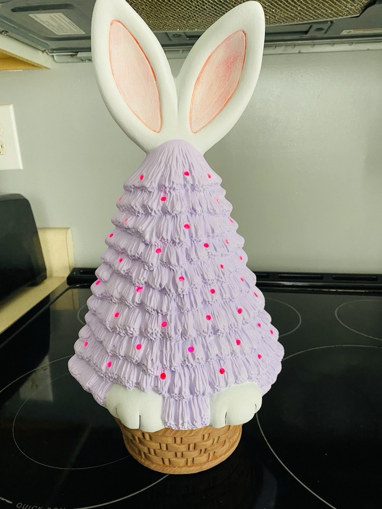 Clay Magic Ceramic Bunny Easter, Hand Painted ,15 In,puck Battery Light