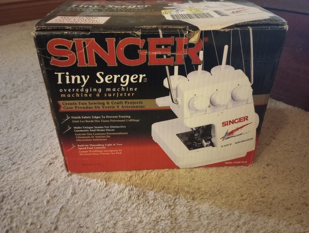 Singer TS-380 + Tiny Serger Machine W/ Box, Pedal, String, Manual (Please Read)