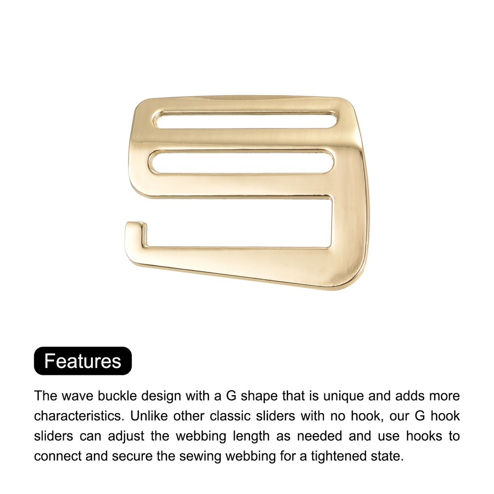 1.5" Webbing Release G Hook Buckle Adjuster for Backpack Strap, 2Pcs Gold