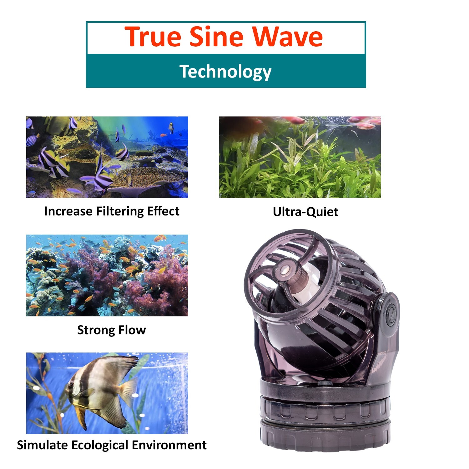 4800 GPH Wave Maker Aquarium Pump Adjustable Circulation Submersible Fish Tanks