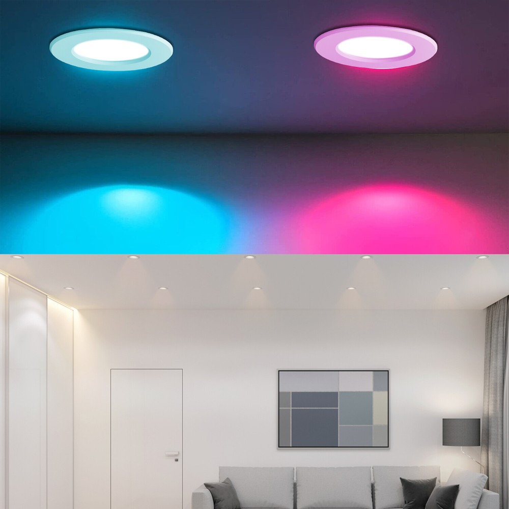 1-4PCS RGB Colour Changing Ceiling Light APP Control 4in Smart LED Ceiling Light