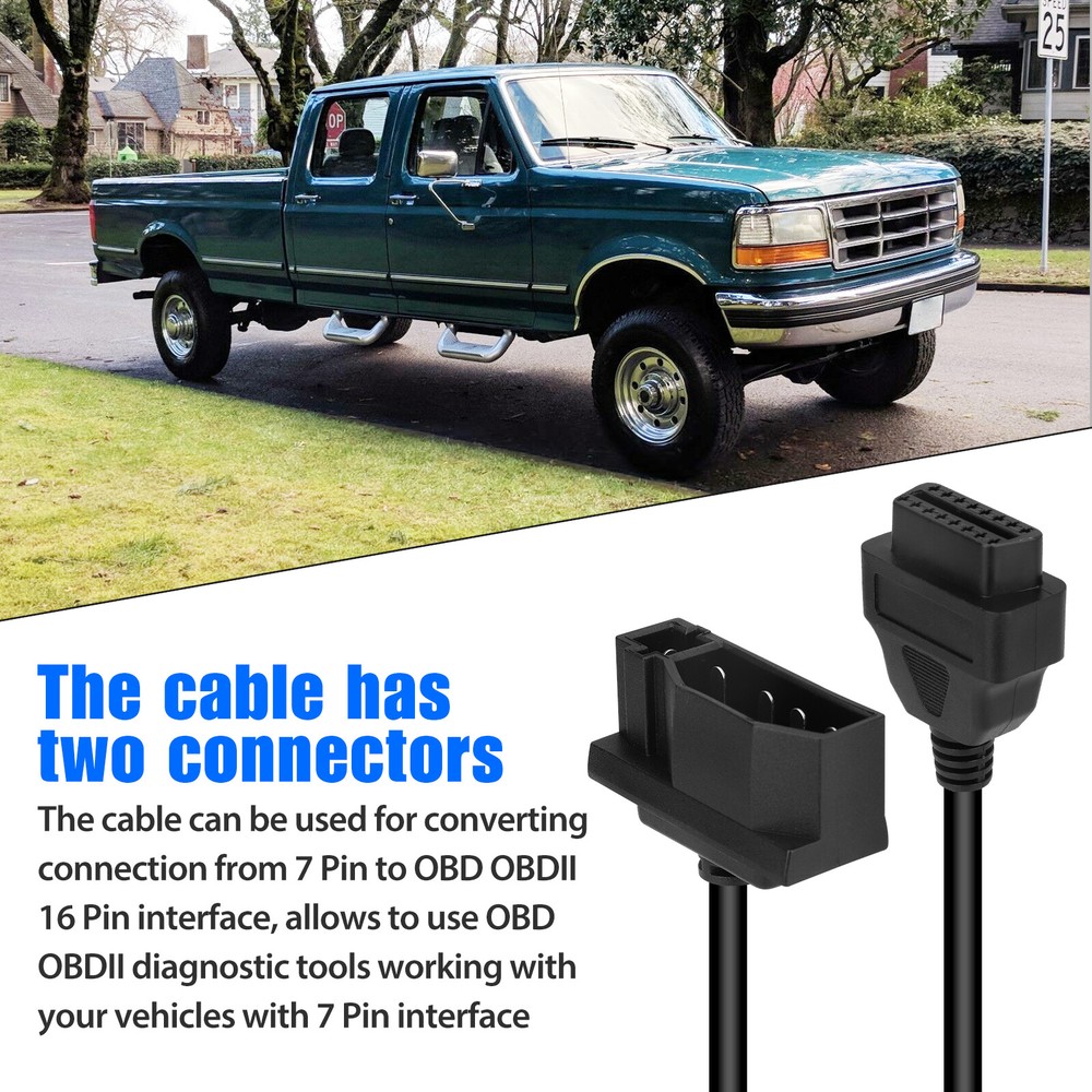 7Pin OBD1 to 16Pin OBD2 Cable Adapter Code Reader Scan Diagnostic Tool For Ford