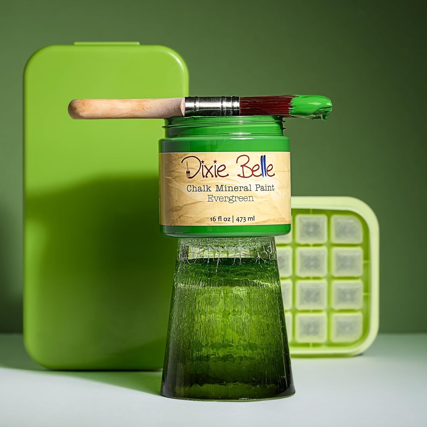 8oz Evergreen Chalk Mineral Paint - Fade Resistant Matte Finish for Furniture