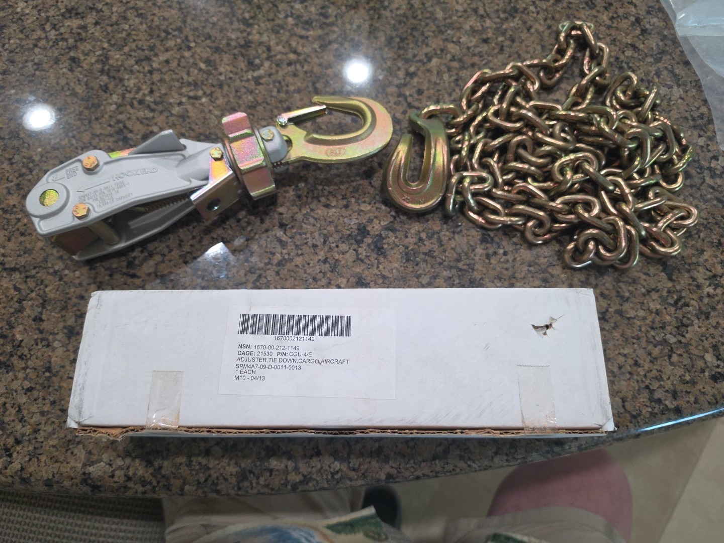 Military Aircraft Cargo Tie Down With 9' Chain