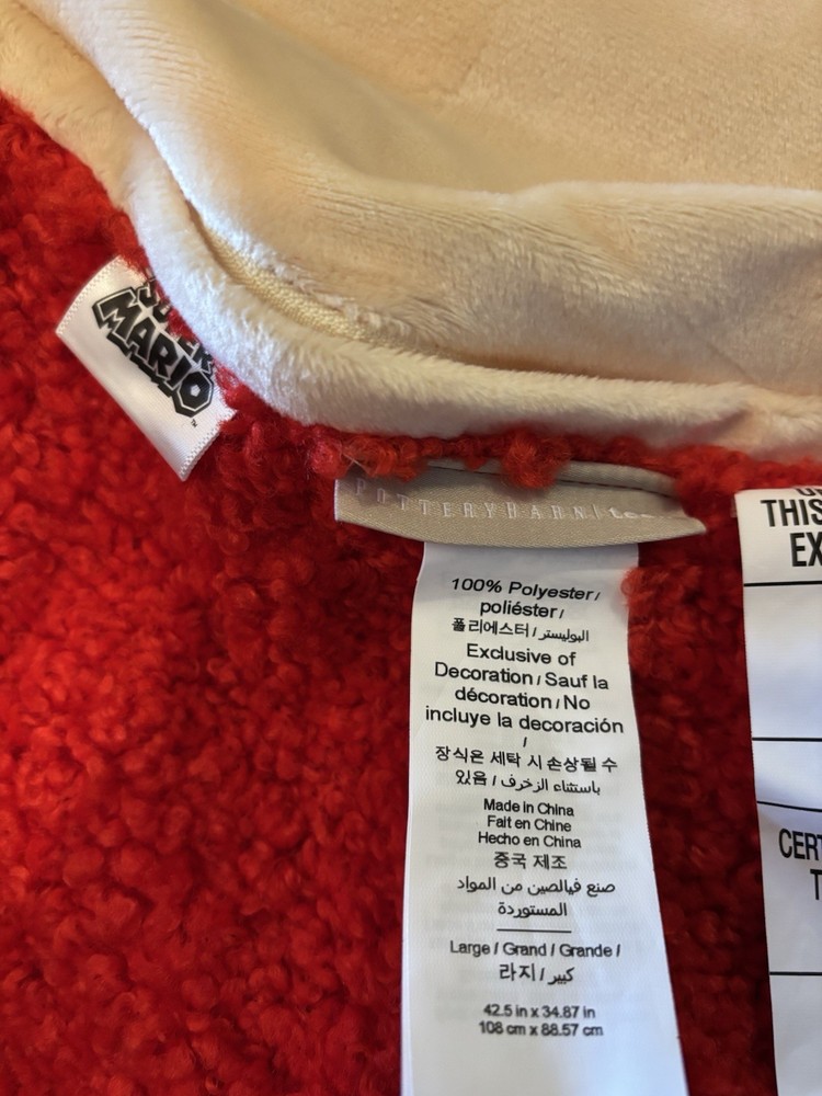 Pottery Barn Large Super Mario™ Super Mushroom Bean Bag Chair Slipcover NWT