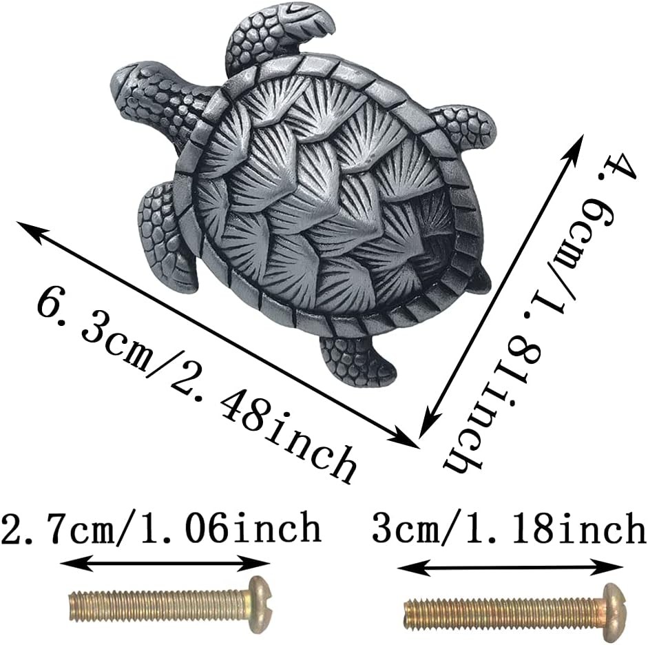 6 Pcs Sea Turtle Shape Knobs Door Handle Cabinet Drawer Cupboard Pull Dresser Si