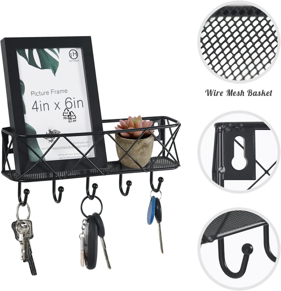 HappyHapi Key Holder for Wall Decorative, Entryway Key Hooks, Wall Mounted Key R