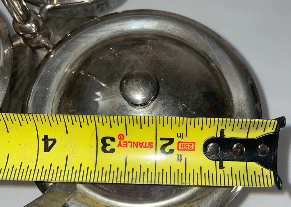 Sheffield England Silver Plate Handled 3 Bowl W/Lids & Spoons Condiment Set