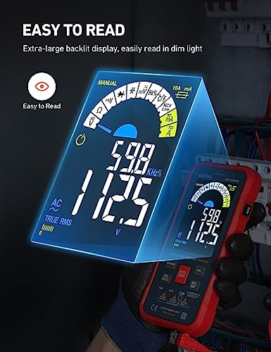 Multimeter Tester 10000 Counts TRMS Auto-Ranging Color LCD Screen Digital