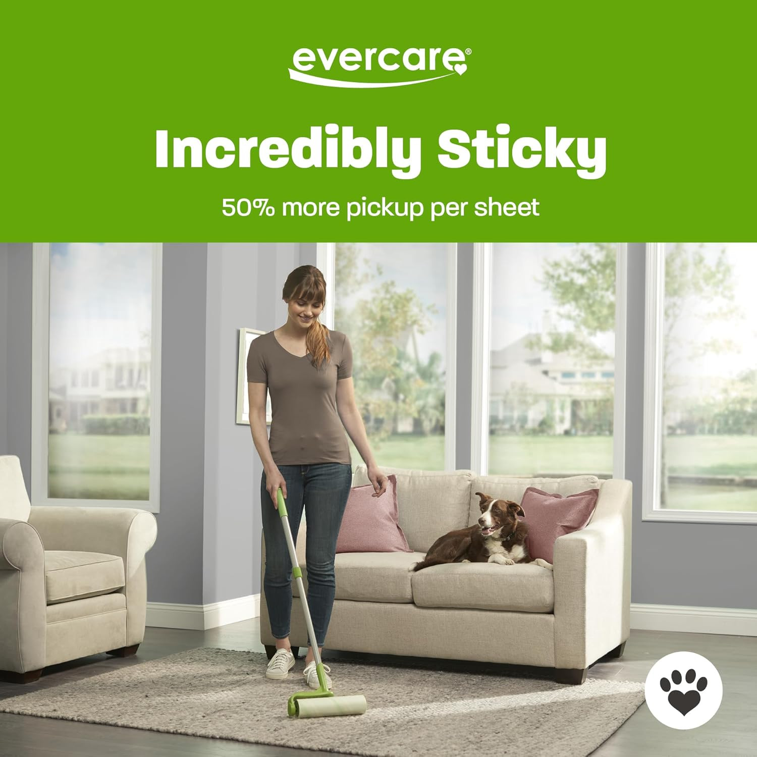 Evercare Pack of 3 All-Purpose Pet Mega Oversized Lint Roller Refills, 50 Sheets