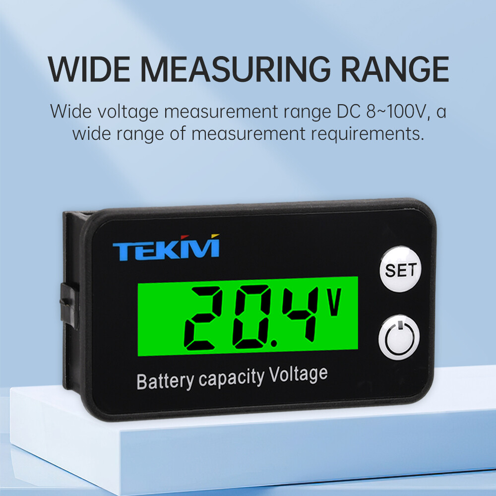 6136B High Precision LCD Battery Voltmeter Indicator Low Voltage Alarm Setting