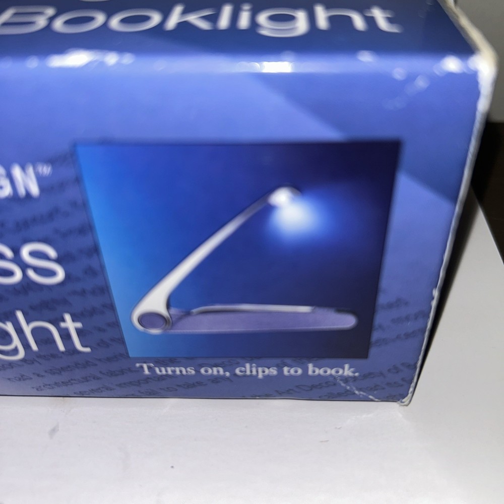 Open Box Sharper Image Battery Powered Clip On Book Light Black Silver w/ Case