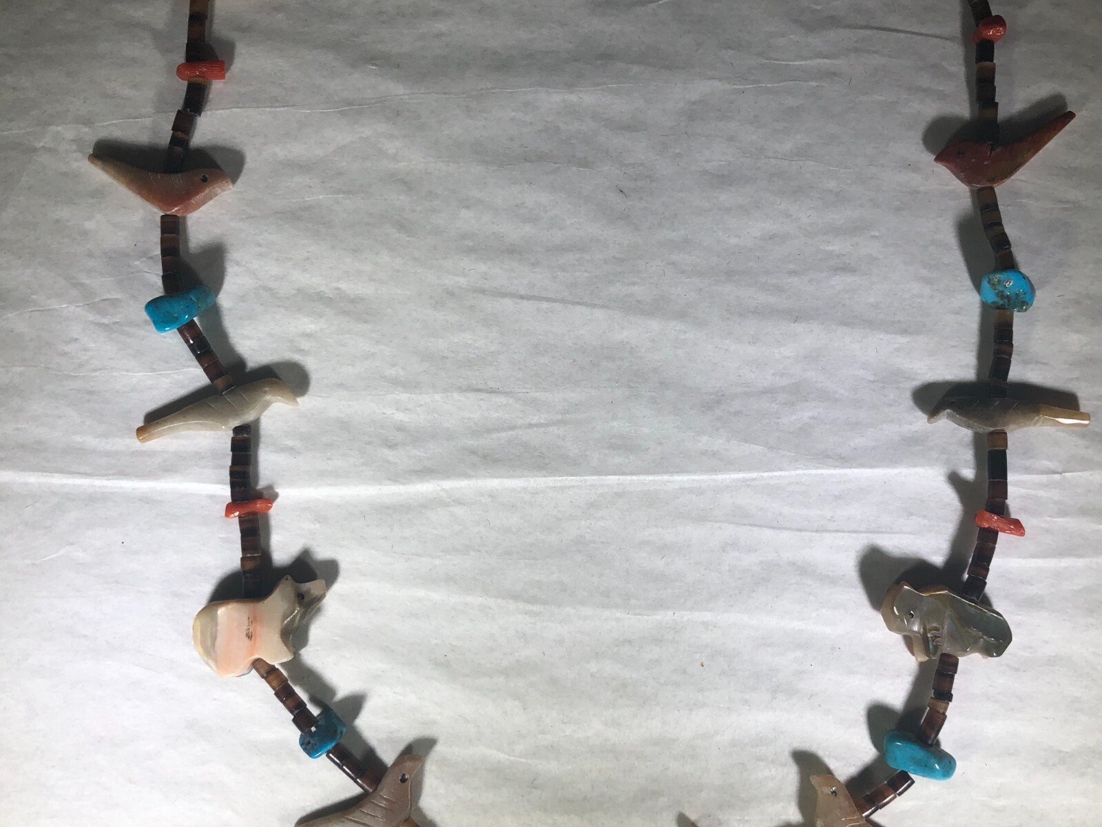 RARE VINTAGE ANTIQUE SOUTH WESTERN NATIVE AMERICAN HAND CARVED FETISH NECKLACE