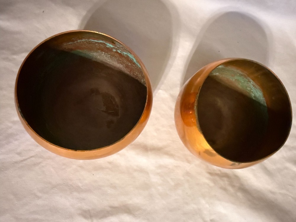 2 Vintage Coppercraft Guild Copper Cups Roly Poly Style - please read