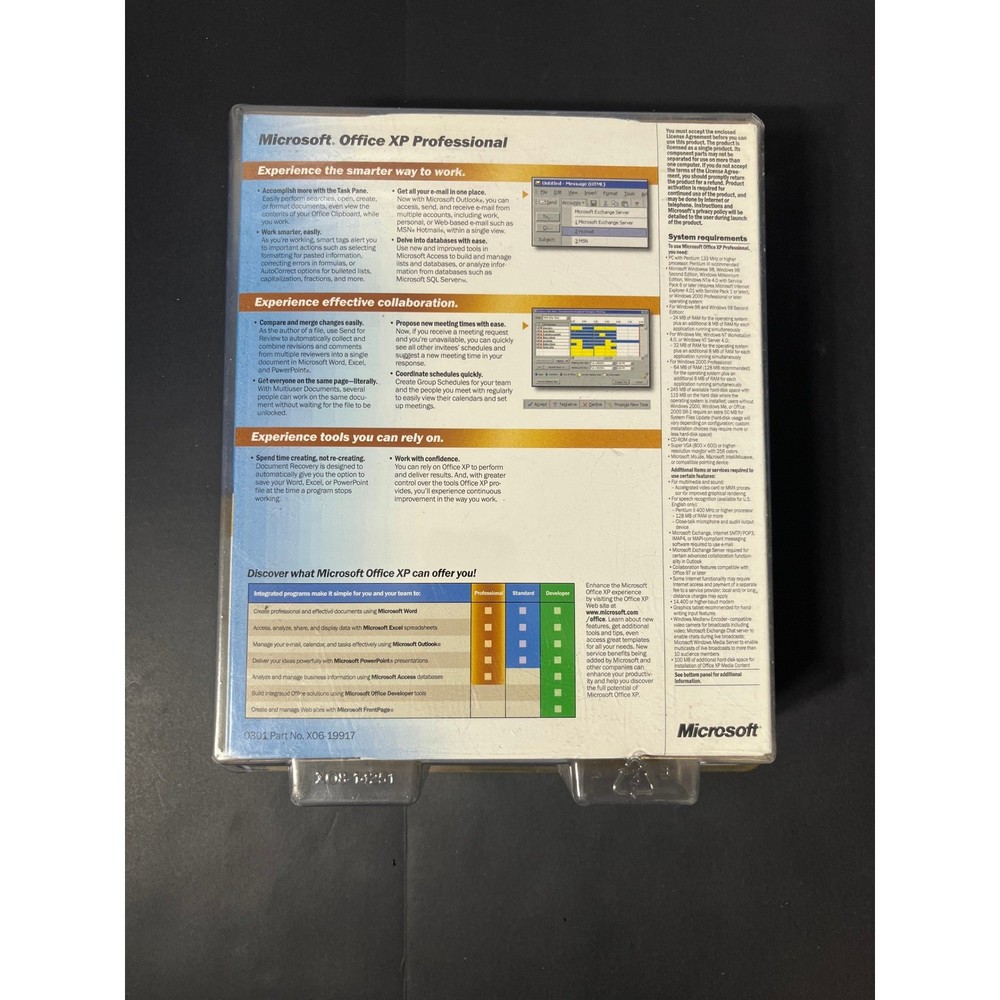 Clamshell Microsoft Office XP Professional Software CD Version 2002 NEW SEALED