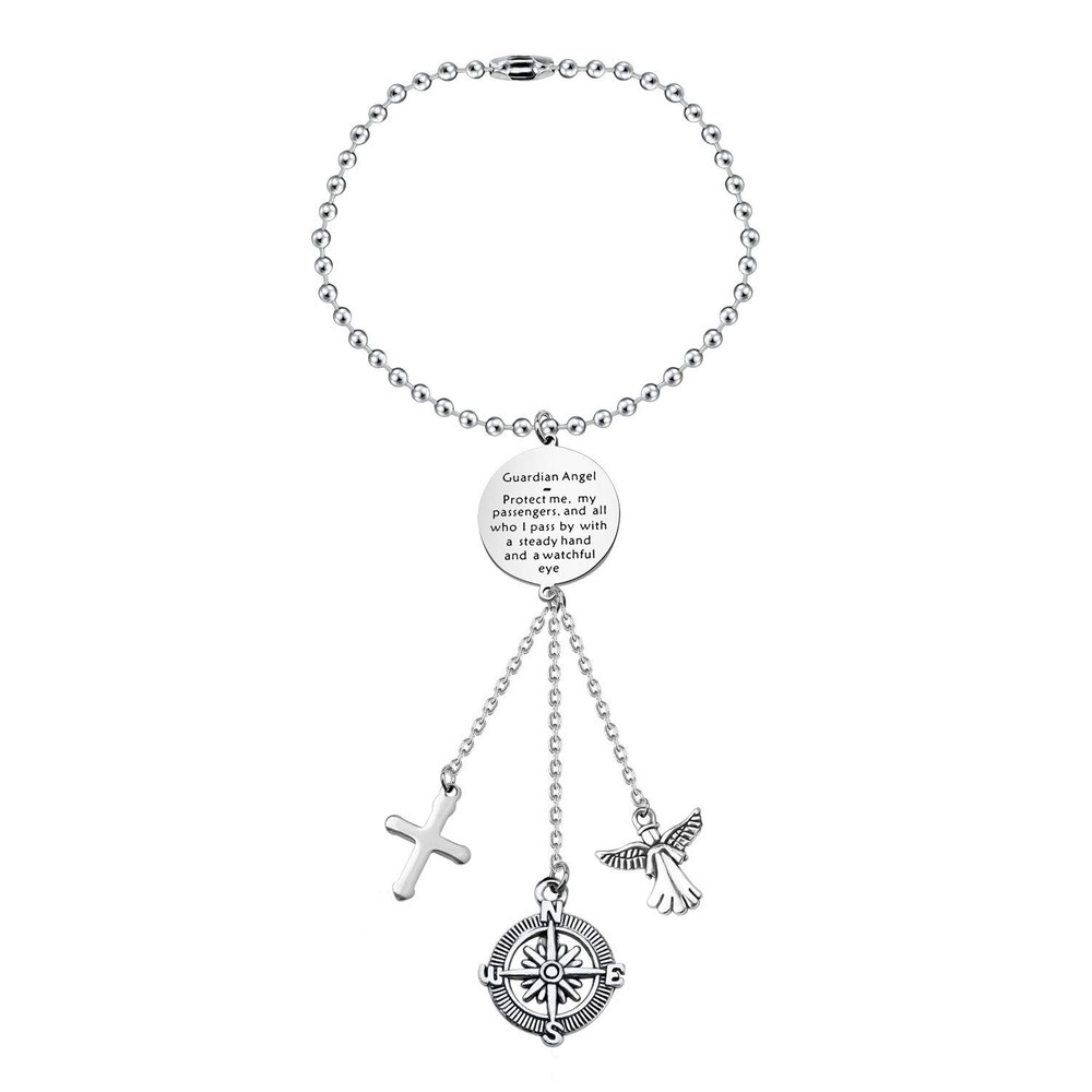 FEELMEM Guardian Angel Prayer keychains Driver Present Guardian Angel Protect...