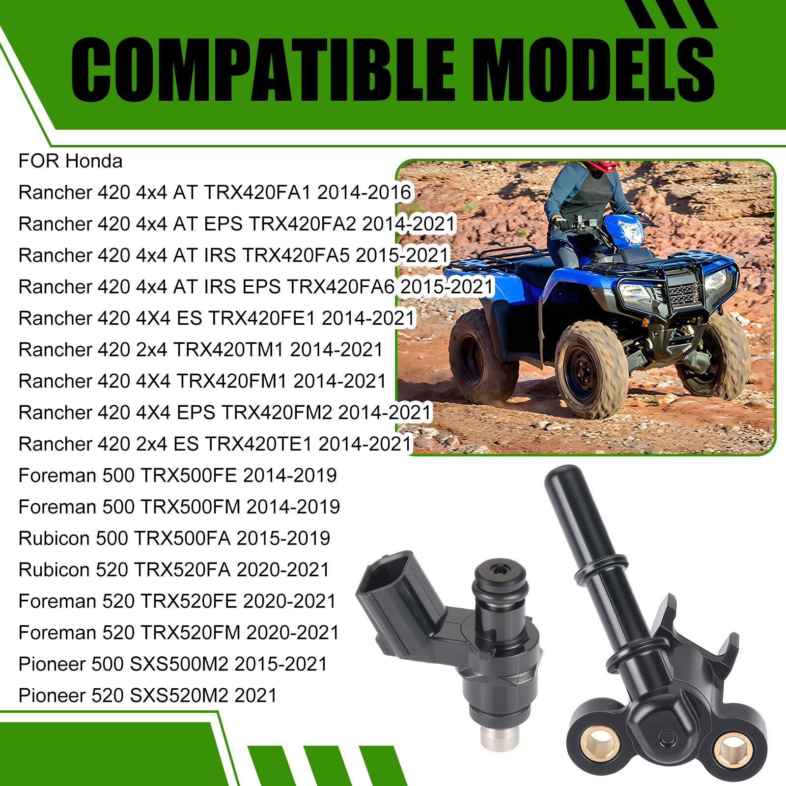 Fuel Injector & Joint Cap for Honda Rancher 420 TRX420 2014-2021 16422-HR3-A41