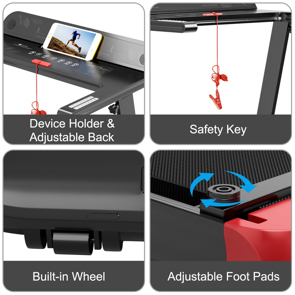 Compact Walking Running Machine Electric Folding Treadmillw/APP Control Speaker