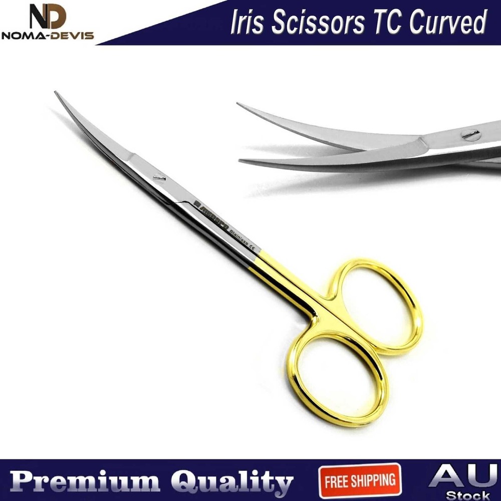Surgical Iris Scissors TC Curved Veterinary Microsurgery Dissecting Dental Shear